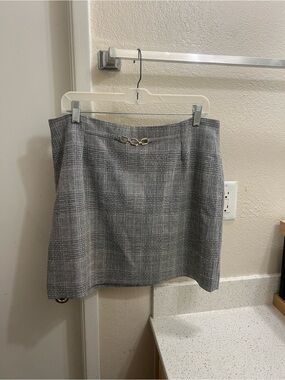 H&M Gray Plaid Mini Skirt with Gold Chain Detail